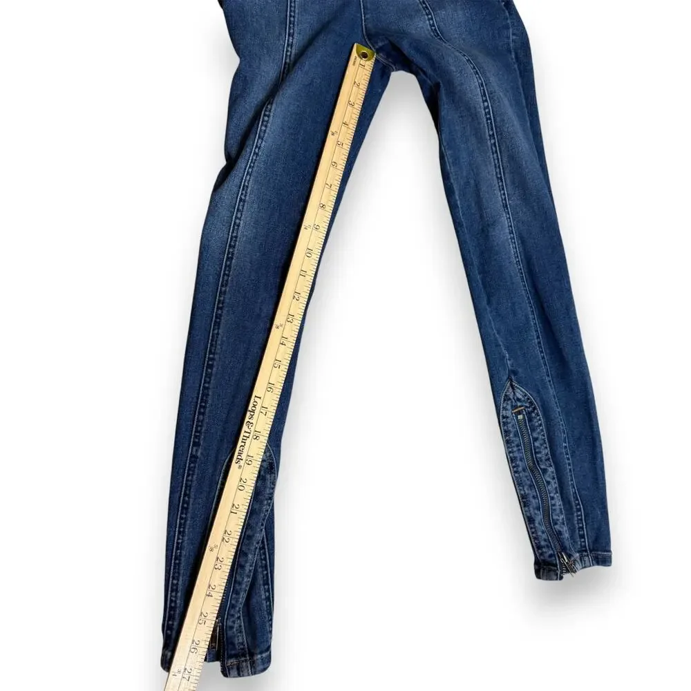 Free People CRVY Mercury Zip Jeans Harper‎ Blue Size 27 Moto Y2K StreetwearDenim